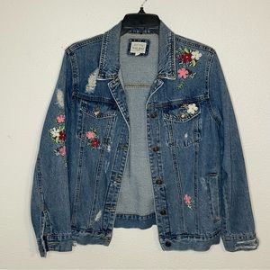 Wax Jean Floral Jean Jacket